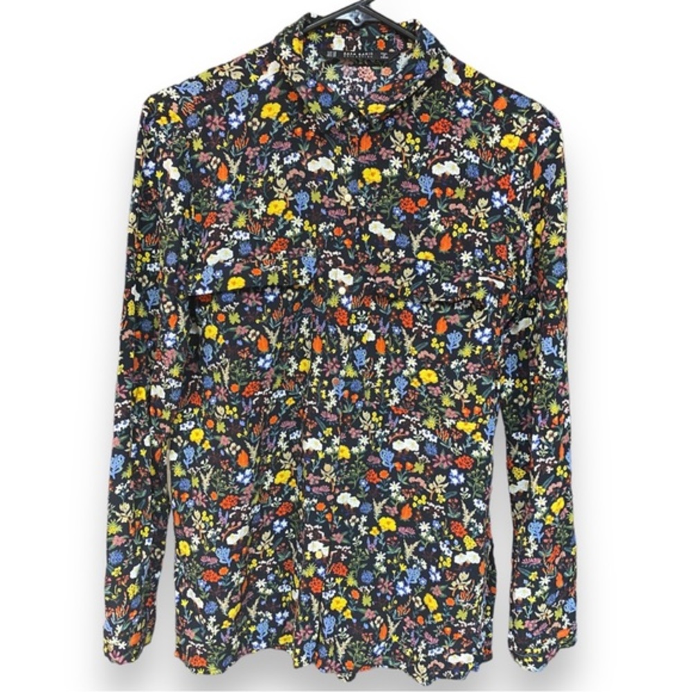 Zara Basic Collection Floral Button Down Long Sle… - image 1